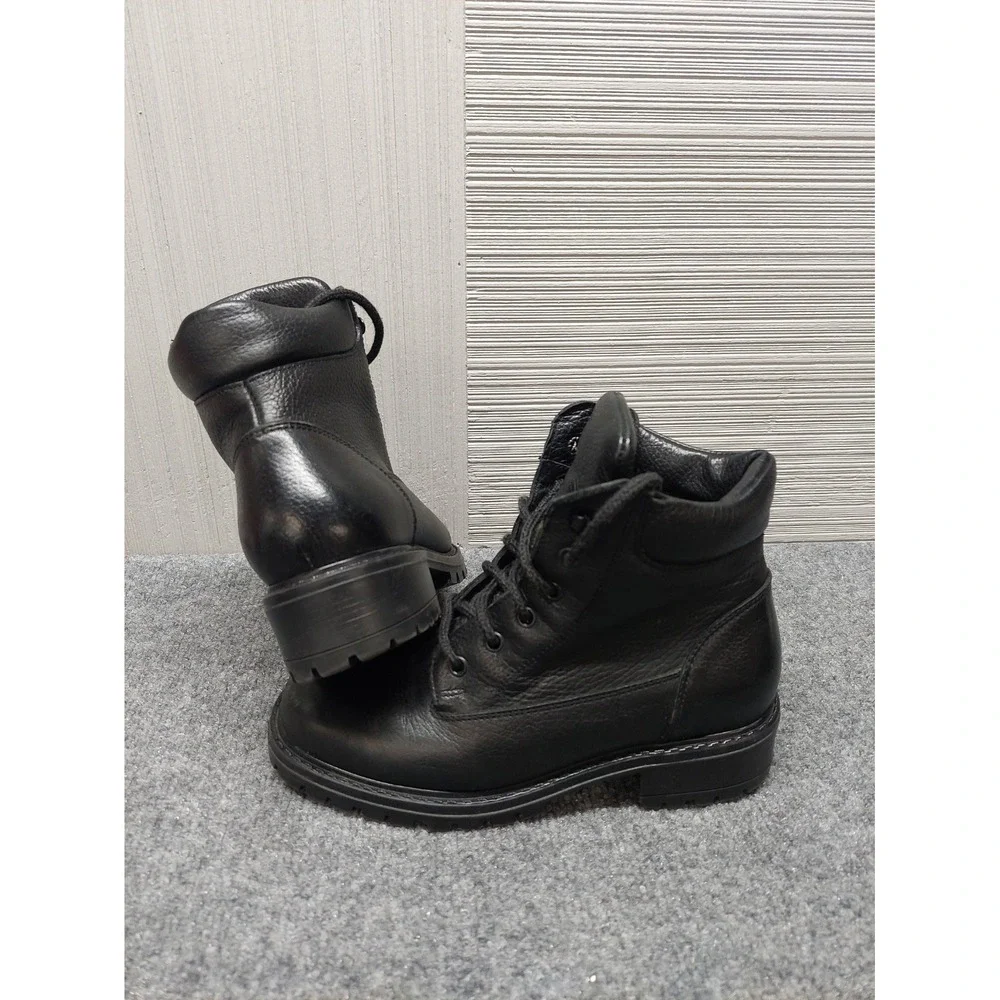L L Bean Men Boot Shoe 7.5 Black Genuine Leather Lace Up Tactical Military Ankle